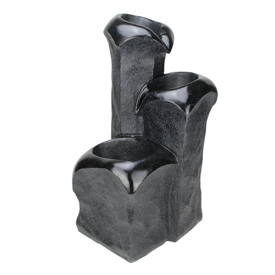 25" Weathered Jet Black Three Tier Outdoor Patio Garden Water Fountain